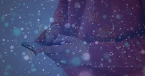 Man Using Smartphone Amid Blue Winter Overlay - Download Free Stock Images Pikwizard.com