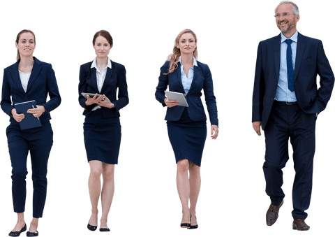 Business Team Walks Together Transparent Background