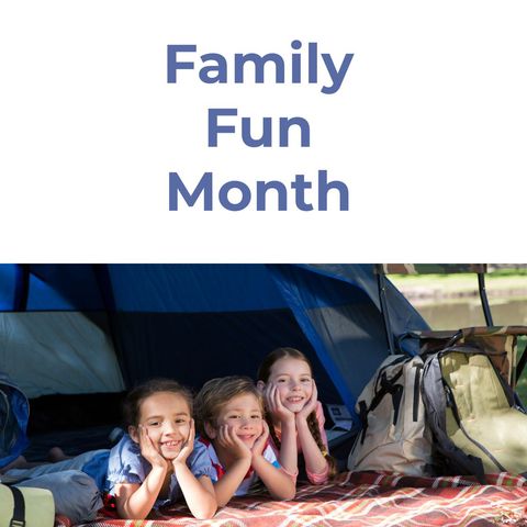 joyful siblings camping for family fun month celebration - Download Free Stock Templates Pikwizard.com