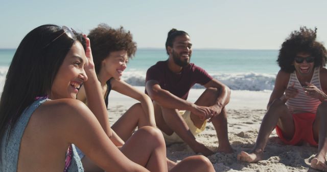 Friends Relaxing on Beach During Summer Day - Download Free Stock Images Pikwizard.com