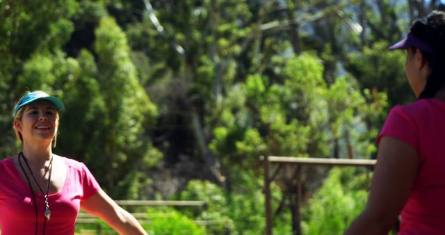 Women Engaging in Outdoor Exercise in Lush Forest - Download Free Stock Images Pikwizard.com