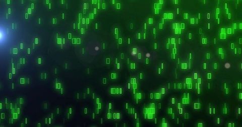Glowing matrix-inspired code blocks green cyber tech