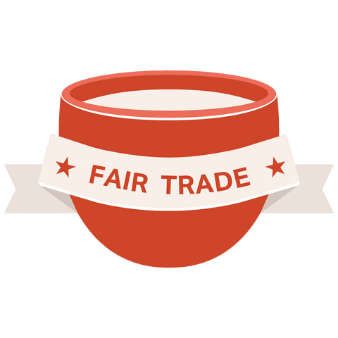 Transparent fair trade label on red mug design