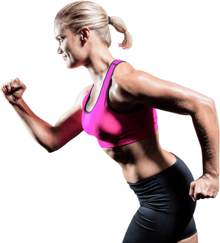 Transparent Muscular Woman Running in Sportswear