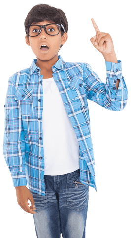 Curious Boy with Glasses Pointing Up on Transparent Background - Download Free Stock Videos Pikwizard.com