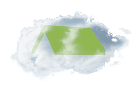Transparent illustration green roof in cloud concept