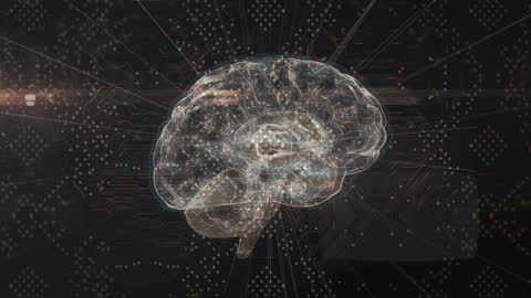 Digital Brain Over Circuitry Symbolizing Mind and Technology Connection