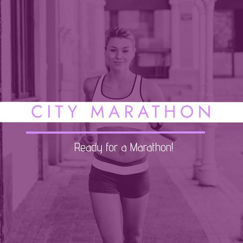 Caucasian Woman Running in Urban Marathon Event - Download Free Stock Templates Pikwizard.com