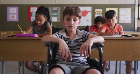 Inclusivity in Education: Boy in Wheelchair at School