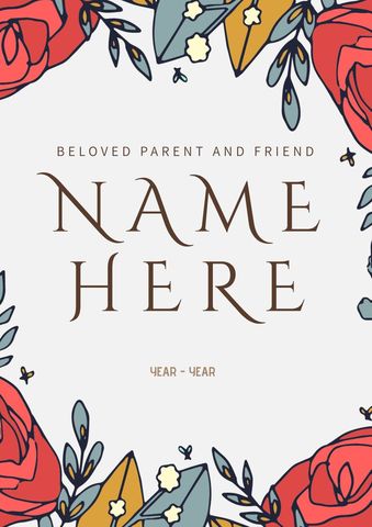 elegant memorial template with floral design - Download Free Stock Templates Pikwizard.com