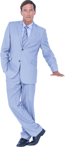 Confident Businessman in Light Suit Transparent Background