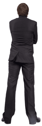 Transparent Back View of Businesswoman in Black Suit Facing Forward