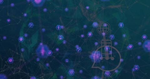 Neon healthcare network showing global connectivity and digital patient node