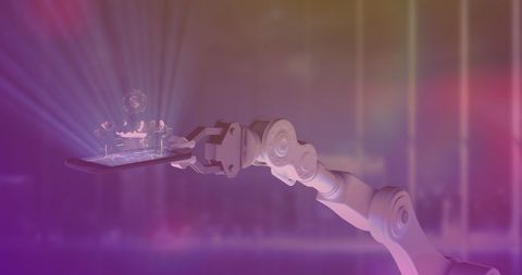 Robotic Hand Displaying Futuristic Smartphone Holograph - Download Free Stock Images Pikwizard.com