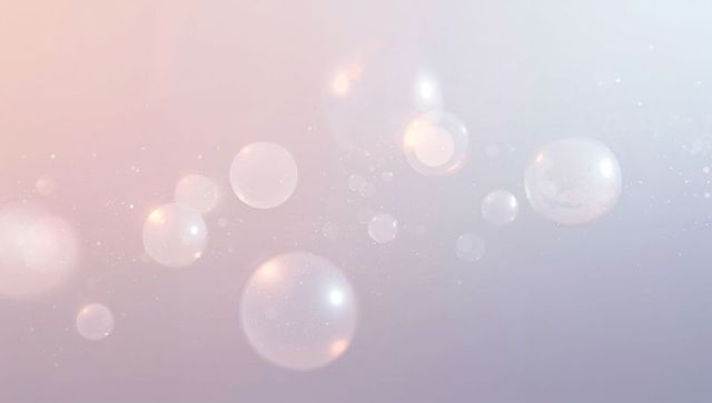 Floating Pastel Bubbles Drifting Over Soft Gradient Background with Sparkle and Glow