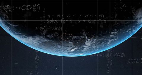 Mathematical Formulas Overlay on Globe with Digital Grid Visualization - Download Free Stock Images Pikwizard.com