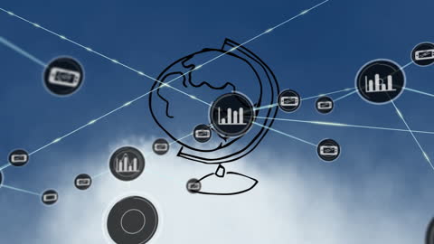 Global Network Connections with Icons and Information Flow
