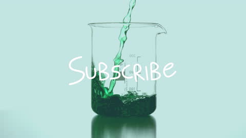 Green Liquid Pouring into Beaker with Subscribe Highlight