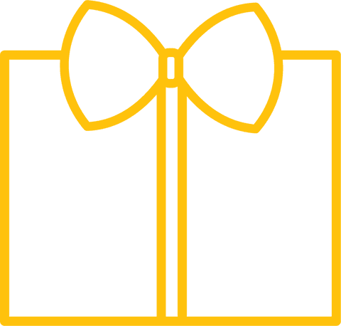 Yellow present icon with transparent background