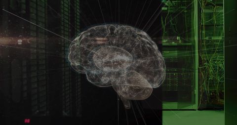 Digital Brain Overlay Server Room Symbolizing Technology Network - Download Free Stock Images Pikwizard.com