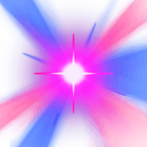 Transparent cosmic star burst with vibrant pink and blue energy