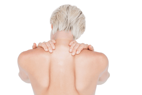 Transparent View of Woman's Back with Hands in Relaxed Position