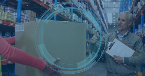 Supervisor oversight in warehouse with teamwork in logistics