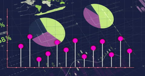 Animation of Financial Data Processing on Blue Background