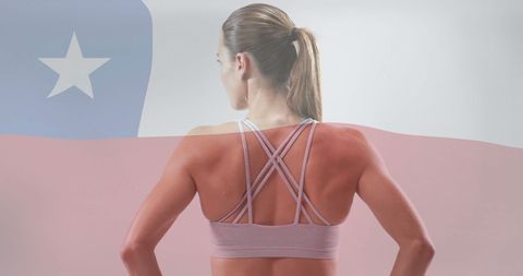 Female Athlete with Chilean Flag Background