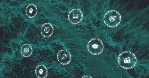 Digital Business Interface Holographic Icons