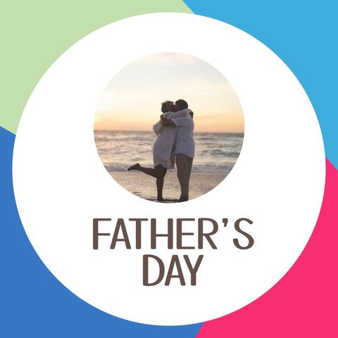Father's Day Coastal Sunset Embrace Senior Couple - Download Free Stock Templates Pikwizard.com
