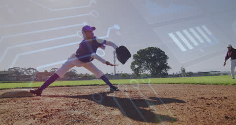 Female Baseball Players Interact with Digital Interface