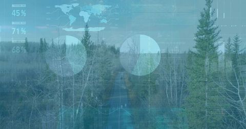 Teen Exploring Forest with Technology and Data Visualization