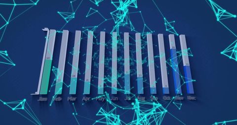 3d bar chart with network overlay for modern data visualization