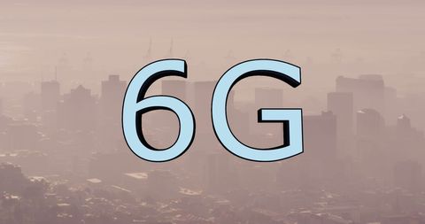 Futuristic Urban Concept with 6G Technology Overlay