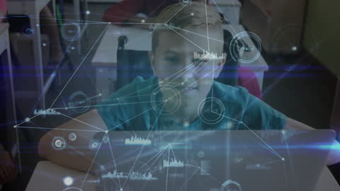 Futuristic Learning: Boy Engaging with Digital Interface