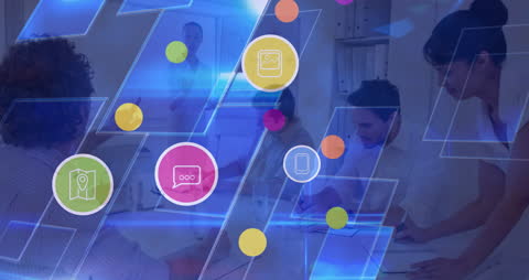 Abstract Digital Network over Business Professional Meeting