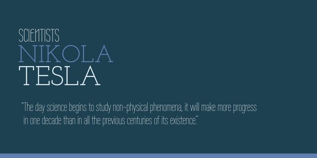 Template with famous Nikola Tesla quote inspiring science and progress. Perfect for use in educational materials, motivational posters, technology presentations, and innovation-themed designs, encouraging forward-thinking and the study of non-physical phenomena.