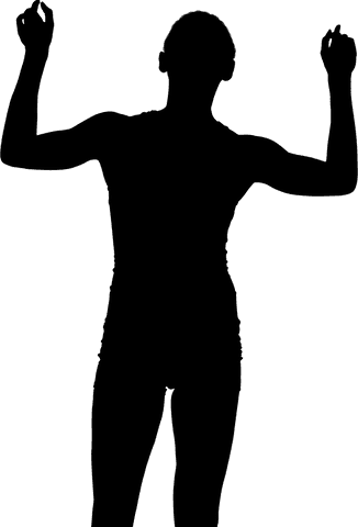 Transparent silhouette of woman celebrating victory