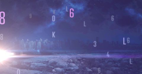 falling numbers and letters over cityscape - Download Free Stock Images Pikwizard.com