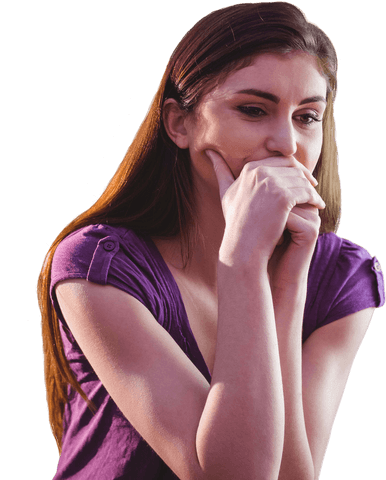 Thoughtful Woman Contemplating in Transparent Background