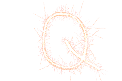 Transparent Digital Q Letter with Abstract Design