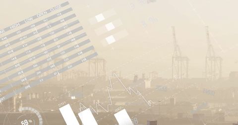 Futuristic Cityscape with Financial Data Analytics Overlay - Download Free Stock Images Pikwizard.com