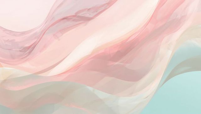 Pastel flowing ribbons abstract background with soft translucent waves and brush textures