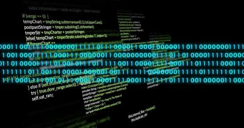 Dynamic Binary Code Flow on Cybersecurity Interface with Program Script - Download Free Stock Images Pikwizard.com