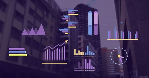 Digital Financial Data Over Cityscape Illustrating Global Business - Download Free Stock Images Pikwizard.com