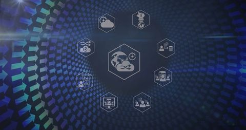 Futuristic Technology Icons Network - Download Free Stock Images Pikwizard.com