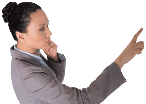 asian businesswoman pointing on transparent background for virtual interface - Download Free Stock Videos Pikwizard.com