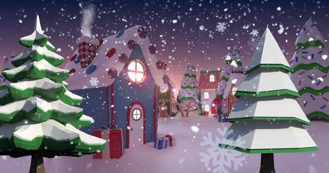Snowy Christmas Village with Festive Decor - Download Free Stock Images Pikwizard.com