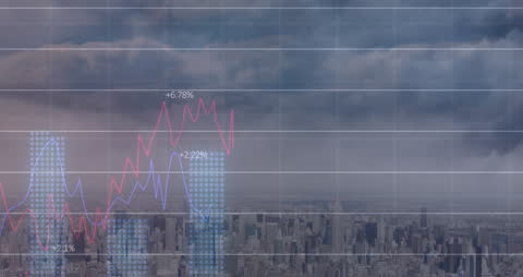 Dynamic Financial Data Over Urban Skyline
